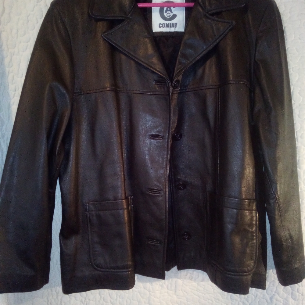 Comint xL black leather jacket